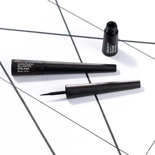 Colorbar All-Matte Eye Liner - High-Pigment Liquid Eyeliner with Precision Applicator - 001 Matte Black - 0.08 oz