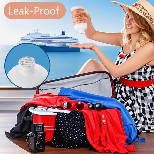 SpareCruise Hidden Liquor Shampoo Bottles for Cruise – 2 Pack 16oz Leak-Proof Refillable Alcohol Flasks with Funnel & Pour Spout | Discreet, for Beach & Vacation﻿