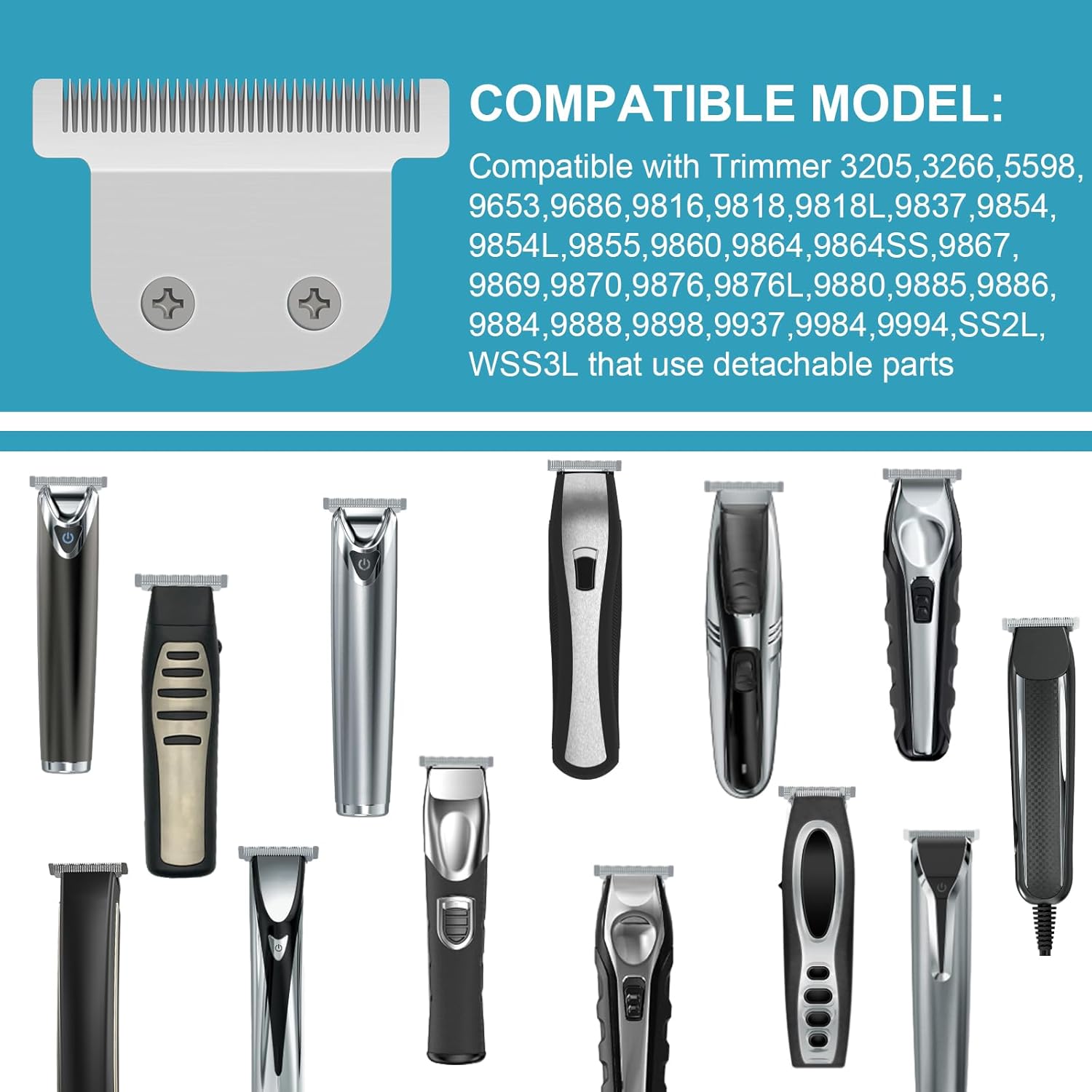 Wahl T-Blade Replacement Blades - Detachable Design for Wahl Trimmers | 3 Pack
