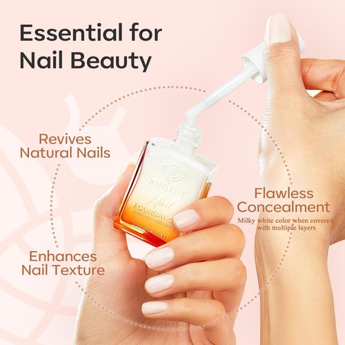Modelones Nail Strengthener - Milky White Nail Polish for Damaged Nails | 15ml Natural Nail Repair