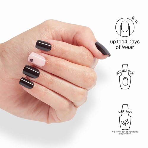 OPI On Point Press On Nails - Short Round & Squoval Accent Nail Art | 24 Count With Glue | Long-Lasting & Reusable