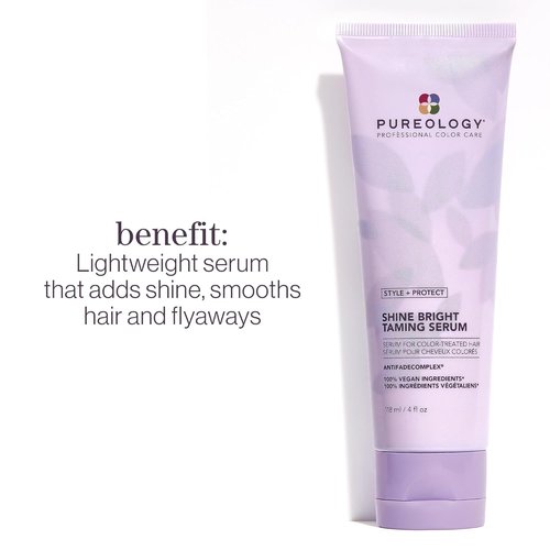 Pureology Style + Protect Shine Bright Taming Serum - Smooths Color-Treated Hair, Enhances Shine, Sulfate-Free & Vegan