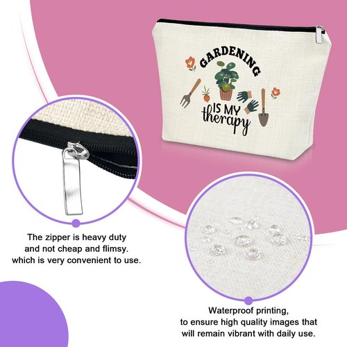 Sazuwu Gardening Gifts for Women Unique Makeup Bag Mom Birthday Gifts Gardener Cosmetic Bag Gardening Is My Therapy Funny Plant Lady Gifts Nature Lovers Gift Ideas Mothers Day Christmas Gifts