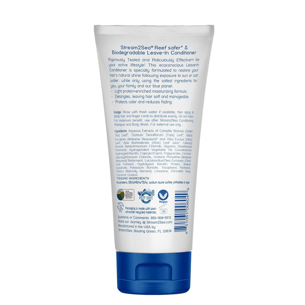 Stream2Sea Leave-In Hair Conditioner - Detangles & Replenishes Moisture | Natural, Sulfate-Free, UV Protection