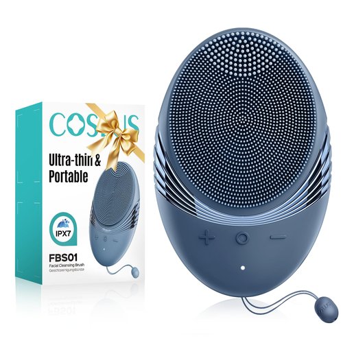 COSLUS FBS01 Facial Cleansing Brush Face Scrubber: Portable Silicone Waterproof Rechargeable Face Wash Brush, 5 Cleansing Modes, Electric Deep Cleaning for Men & Women, Removing Blackhead Exfoliating