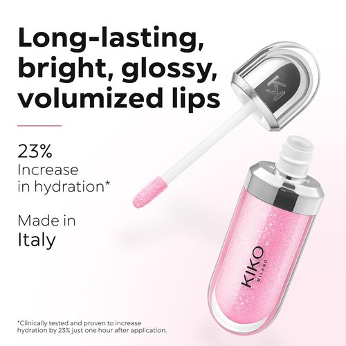 KIKO Milano 3D Hydra Lip Gloss - High Shine, Hydrating & Plumping Formula for Moisturized Lips