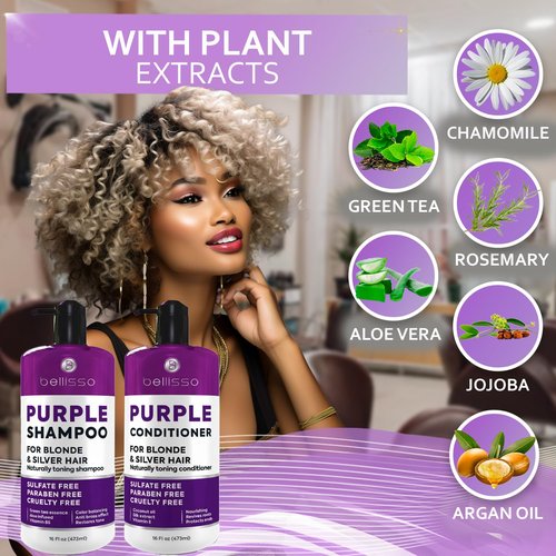 Skiennix Purple Shampoo and Conditioner Set - Sulfate & Paraben Free Toner for Platinum Blonde & Grey Hair | 2 x 16 fl oz