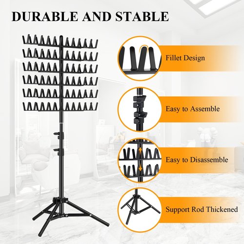 JANMPASK Braiding Hair Rack Height Adjustable 144 Pegs Braiding Rack Hair Extension Holder with Hair Braiding Tools Hair Divider Rack for Braiding Hair Separator Stand (black)