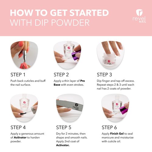 Revel Nail Dip Powder - Nude Powder Dip Nail Polish, Chip Resistant Dip Nail Powder with Vitamin E and Calcium, DIY Manicure, 4-Pack