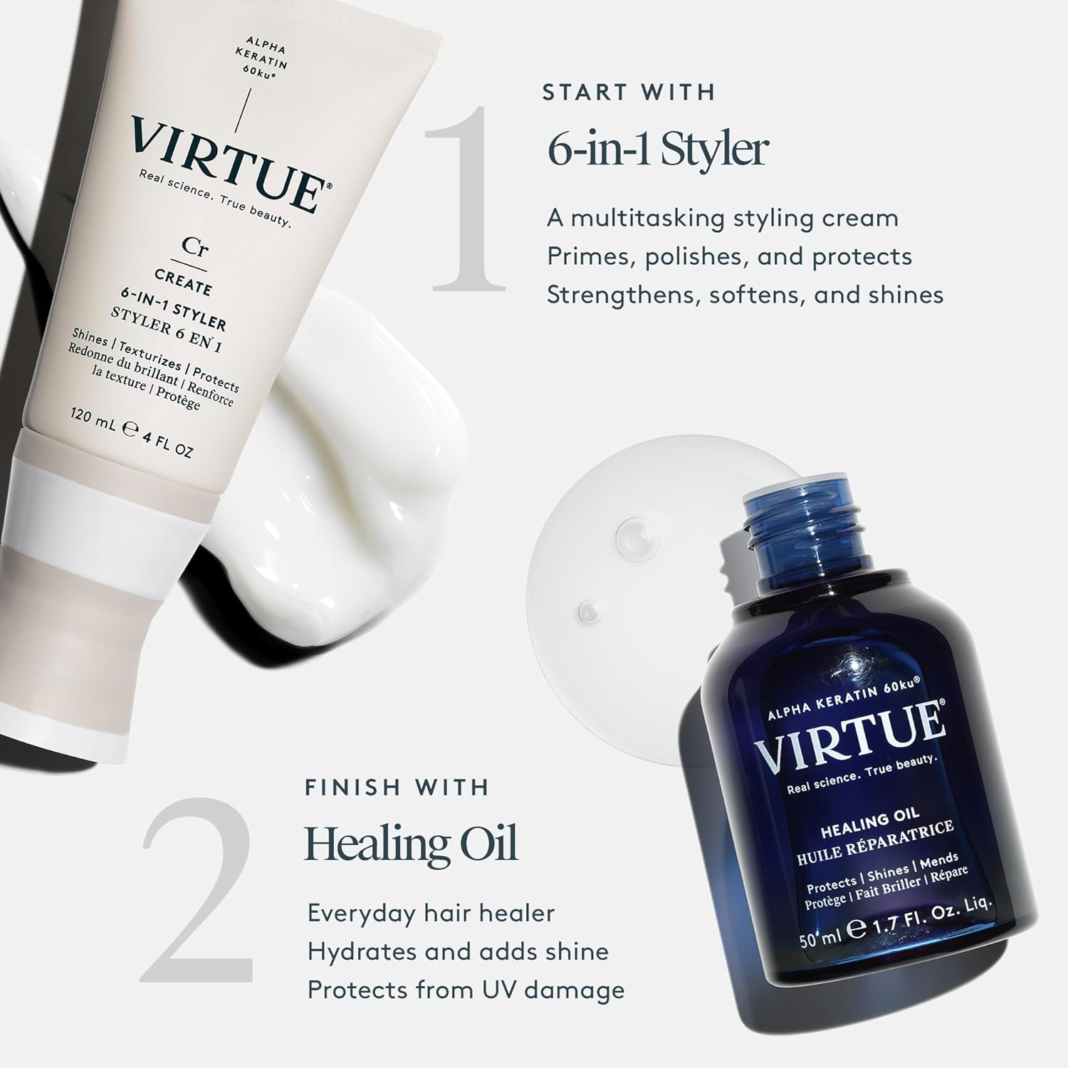 Virtue 6-in-1 Hair Styler | Versatile Styling Cream with Heat Protection for All Hair Types