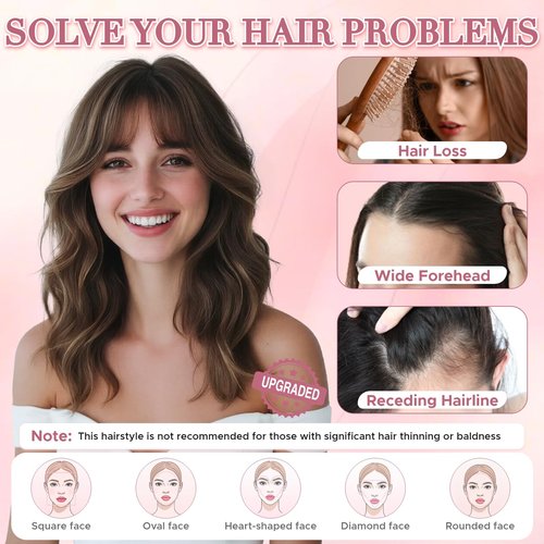 SEGOHAIR Clip in Bangs Hair Toppers for Women Real Human Hair, 360°3D Wispy Bangs for Thinning Hair Daily Wear (27, Honey Blonde)