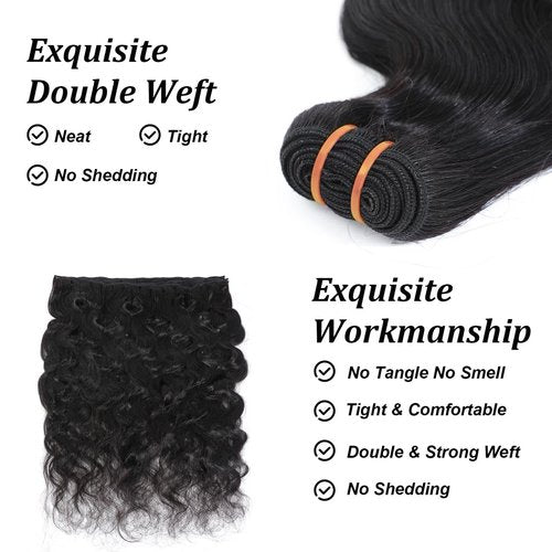 PIAPIA 16A Raw Body Wave Human Hair Bundles Human Hair 100% Unprocessed Brazilian Boutique Virgin Hair Extensions,Double Wefts,Triple Lifespan (Body Wave 1 Bundle, 16 inch)