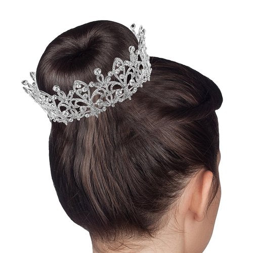 Bridal Rhinestone Crown Tiara Princess Full Round Crystal Crown Wedding Headpiece for Brides