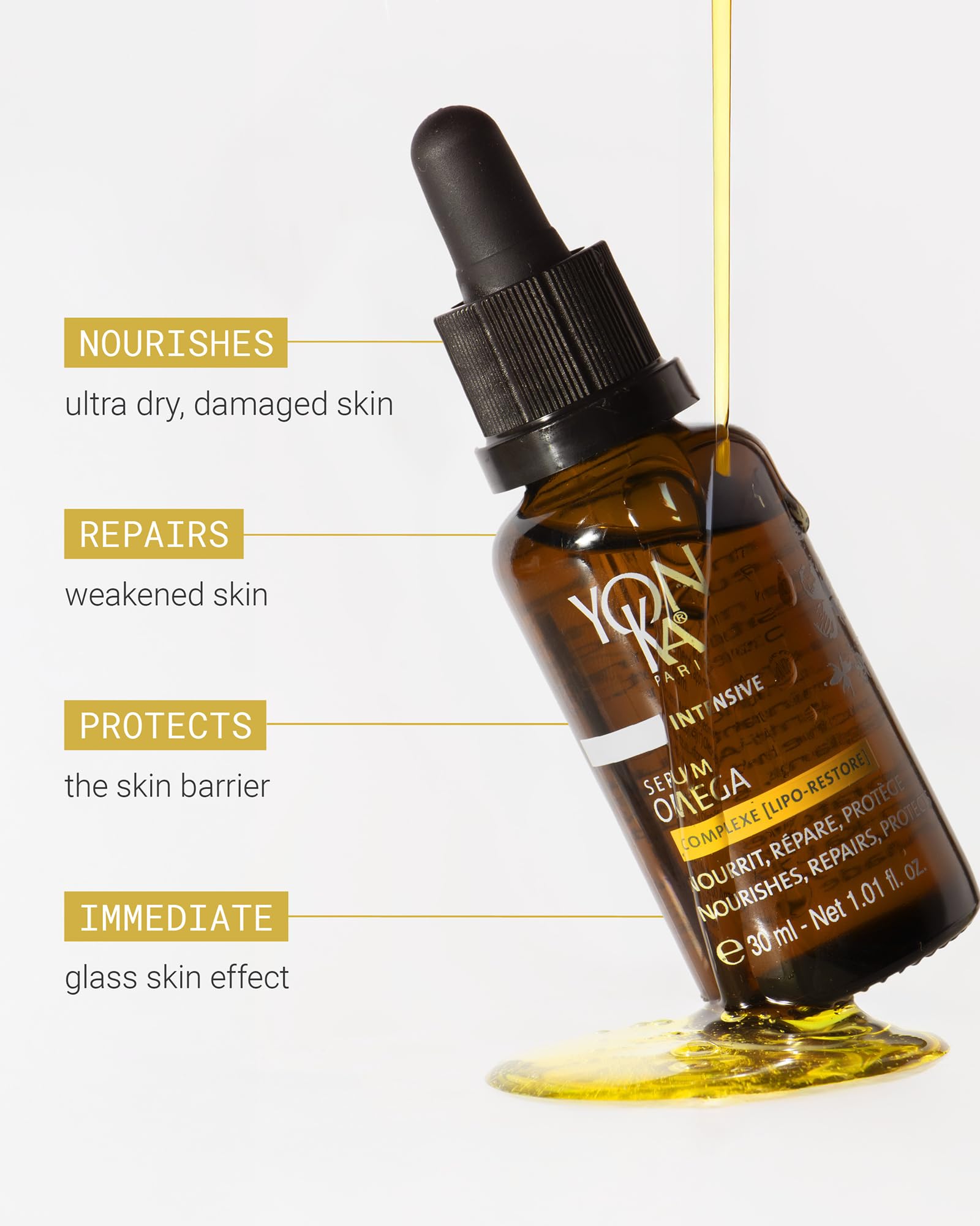 YONKA PARIS Serum Omega | Oil in Serum for Dry Sensitive Skin | Omegas 3 6 9 Lipo Restore Complex | Nourishes and Soothes Reactive Skin | Vegan Dermatologist Tested | Travel Size | 0.16 Fl Oz