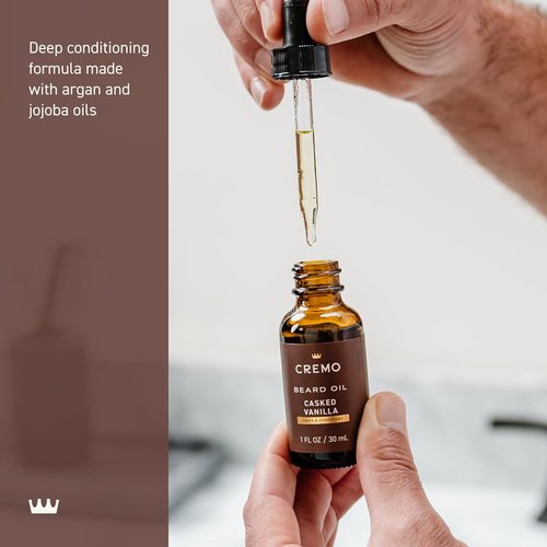 Cremo Beard Oil - Revitalizing Casked Vanilla | 1 Fl Oz for Softening and Moisturizing Beards