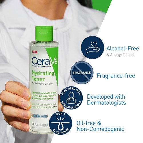 CeraVe Hydrating Toner - Alcohol-Free Formula with Hyaluronic Acid & Niacinamide | 6.8 Fl Oz for Sensitive Skin