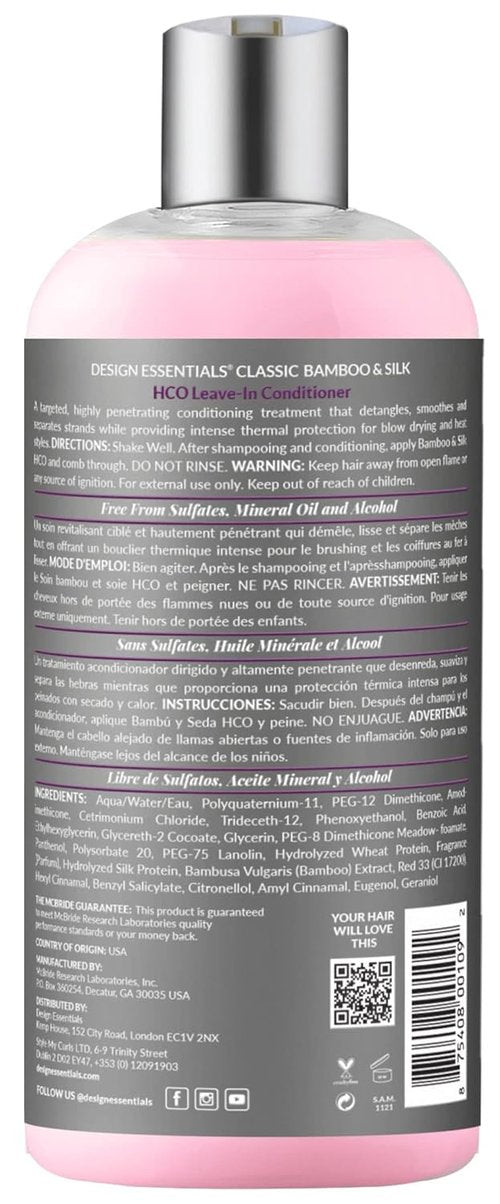 Design Essentials Leave-In Conditioner - Bamboo & Silk Thermal Protection for Natural Hair - 32 Oz