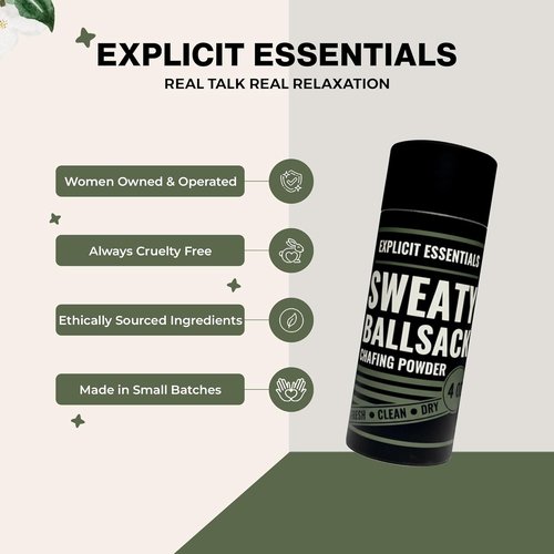 Explicit Essentials Ball Powder for Men - Talc-Free Anti-Chafing & Sweat-Absorbing Moisture Control
