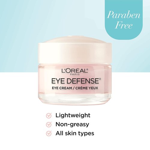 L'Oreal Paris Eye Defense Cream - Caffeine & Hyaluronic Acid for Dark Circles | 0.5 oz