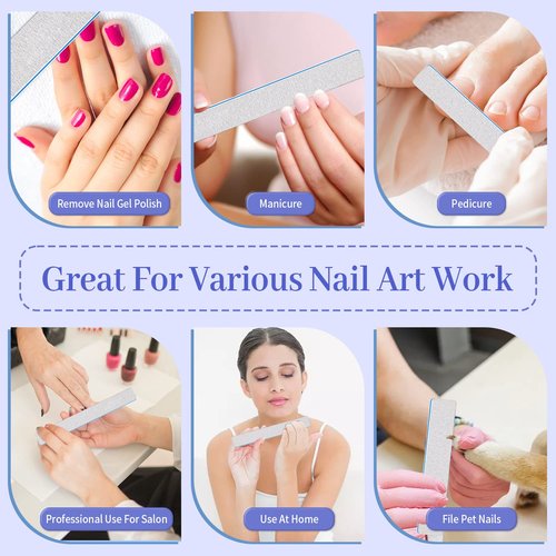 25 Pcs Nail Files 80/80 Grit for Acrylic & Gel Nails, Double Sided Emery Board for Home & Salon Use