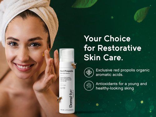 DermaHive - Red Propolis Restorative Serum with Vitamin E, Antioxidants & Lavender Oil, Anti Aging Face Serum for Women & Men, Antioxidant, Skin Repair, Glowing Skin, Scar Removal, Airless Pump - 50g