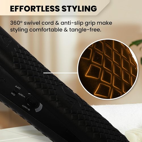 Herstyler Superstyler Onyx Ceramic Flat Iron - Adjustable Temperature Hair Straightener | Travel-Friendly Design