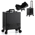 Leeora&Leekoo High-Capacity Multilayer Portable Nail Case for Nail Tech Organizer with Wheels - Lockable Makeup Case Organizer, Cosmetic Case, Makeup Train Case (watercube pattern)