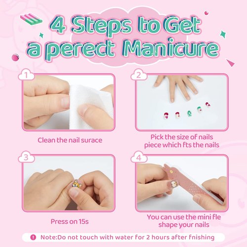 240Pcs Kids False Nail with Nail Glue Children Girls Press on short Nails No fading Stable Quick Stick on Cute Pre Glue Full Cover Acrylic Nail Tip Kit Gift for Kids Nail Decoration(Rainbow Unicorn）
