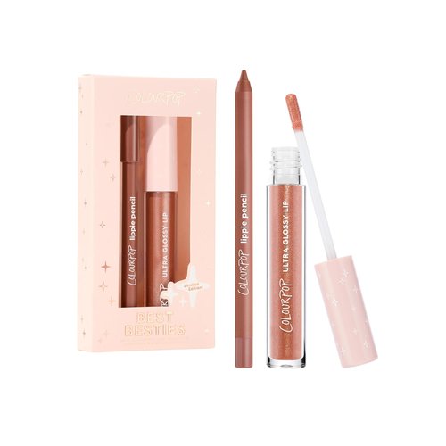 ColourPop Best Besties Lip Pencil & Gloss Duo - Shimmery Nude Lip Combo for Definition & Shine | 2 Count