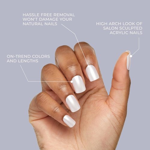KISS Gel Fantasy Press On Nails - 'Aim High' Black Squoval Shape | Includes 28 Nails & Glue