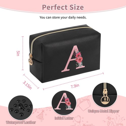 Easter Basket Gifts for Teen Girls Women, Initial Makeup Bag Small Cosmetic Bag, Birthday Gifts for Teen Girls Gifts Trendy Stuff, Personalized Gifts for Grandkids Teacher Friends Bride Bridesmaid