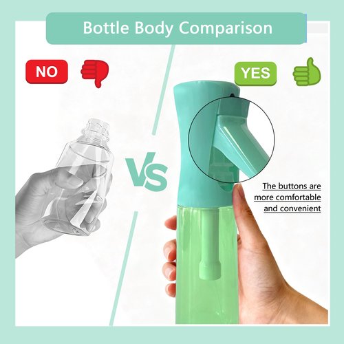 Miralosvian Spray Bottle for Hair Continuous Ultra Fine Mist (300ml) 360° Multi Spray Bottle for Plants, Cleaning, Skin Care Leakproof & Durable 2 Pack