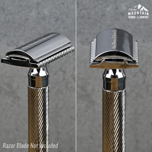 Men's Double Edge Safety Razor - Premium, Heavy Duty Safety Razor, 3 Piece Closed Comb Design For a Closer Shave - Made with Brass & Metal Finish by Rocky Mountain Barber Company