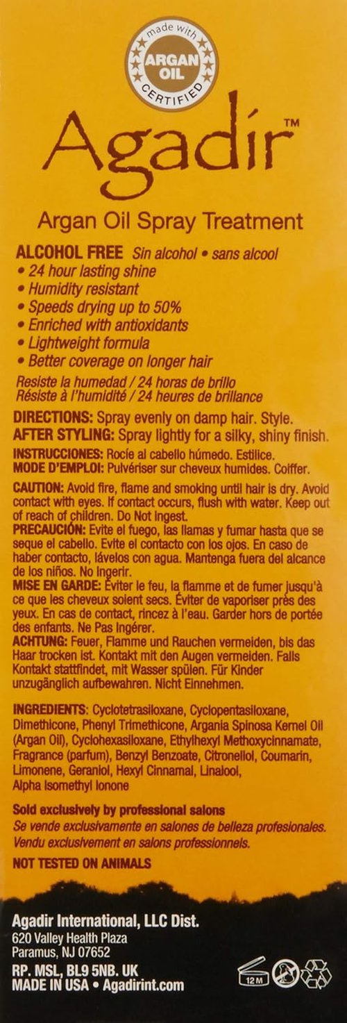 AGADIR Argan Oil Spray Treatment - Nourishing Hair Care | 2 Fl Oz for Soft, Shiny Locks