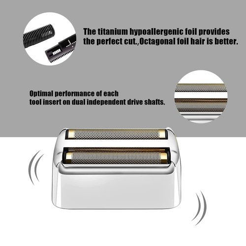 VALLNEI Replacement Foil and Cutters Compatible with BaBylissPRO Double Foil Shaver, Replacement Foil Compatible with BaBylissPRO FXFS2 Shaver,2 PACK (Silver)
