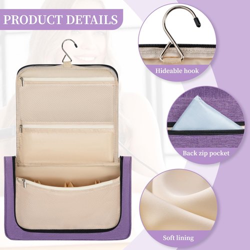 Travel Storage Bag Compatible with Dyson Airwrap Styler & Attachments - Portable Hanging Organizer with Hook, Water-Resistant & Scratch-Proof Case for Curling Barrels, Brushes, Accessories (Purple)