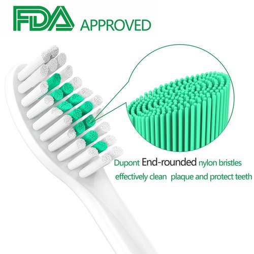 Guhiwuk Replacement Toothbrush Heads Compatible with Philips Sonicare E-Series, Essence, Advance, CleanCare, Elite and Xtreme Screw-on Electric Phillips Brush Handles, 6 Pack