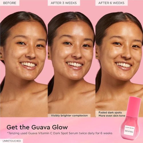 Glow Recipe Soothe, Glow & Bright Gift Set - Niacinamide Dew Drops Illuminating Primer & Avocado Ceramide Facial Serum & Guava Dark Spot Serum - Korean Skincare Travel Kit (3 Count)