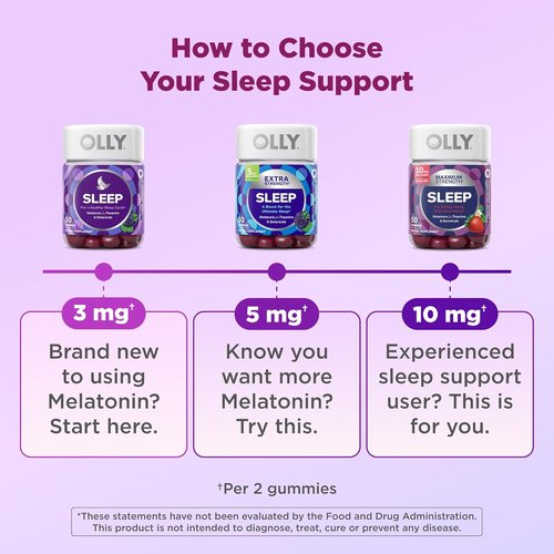 OLLY Extra Strength Sleep Gummies - 5 mg Melatonin & L-Theanine, Blackberry Flavor - 90 Count