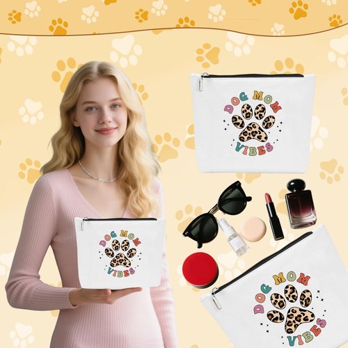 HIGHTERTON Dog Mom Gifts for Women, 4pcs Women Gift Set for Dog Lovers, Animal Paw Funny Socks, Birthday Present With Portable Cosmetic Bag