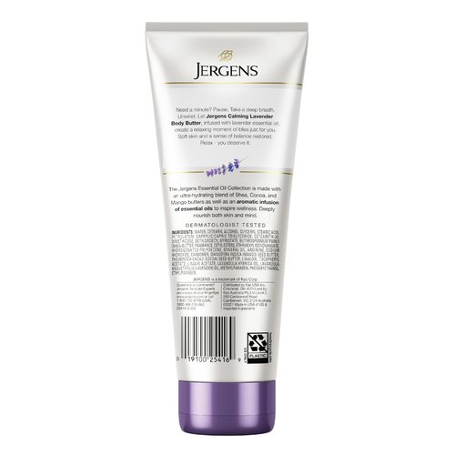 Jergens Lavender Body Butter Hand and Body Lotion, Moisturizer for Women, with Essential Oils for Indulgent Moisturization, 7 Oz, Pack of 3