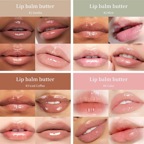 Skiennix 4-Pack Lip Balm Set | Hydrating Tinted Lip Butter & Moisturizing Gloss for Women