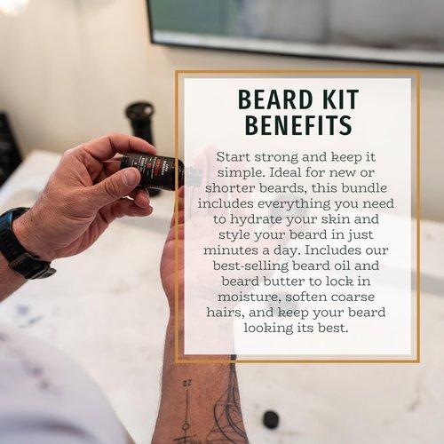 Live Bearded Beard Oil and Butter Grooming Kit - Made in the USA - All-Natural Ingredients with Shea, Argan, Jojoba - Growth Support | Executive Scent - Cedar, Vanilla