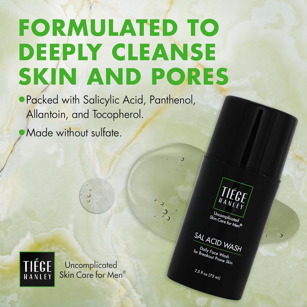 Tiege Hanley Salicylic Acid Cleanser - Gentle Deep-Cleansing Face Wash for Acne-Prone Skin | 2.5 FL Oz