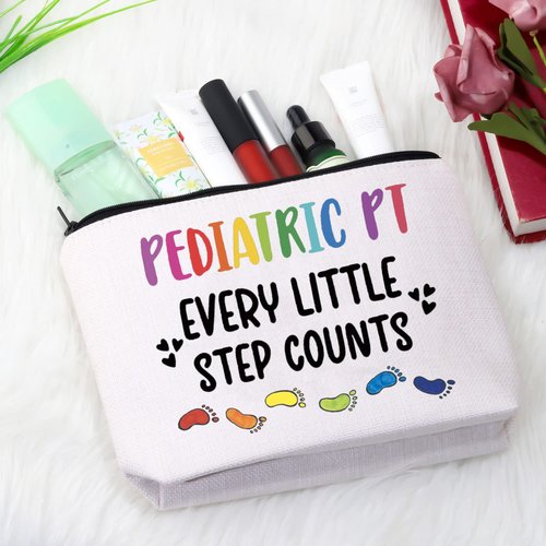 GJTIM Pediatric Physical Therapist Gift Pediatric PT Every Little Step Counts Makeup Bag Paediatricians Gift (Step Counts Bag)