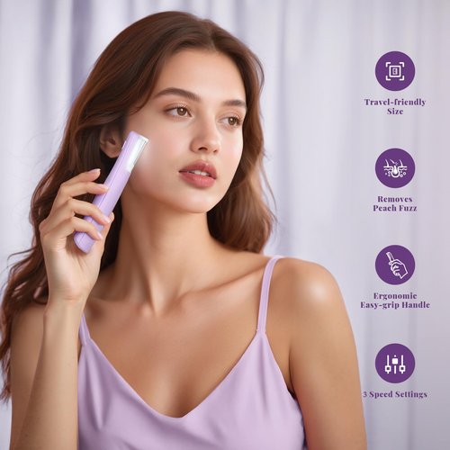 Galtxen Sonic Dermaplaning Tool for Women, Rechargeable Face Dermaplane Razor Sonic Edge Technology for Facial Hair, Exfoliating and Peach Fuzz, 10 Refill Blades Purple