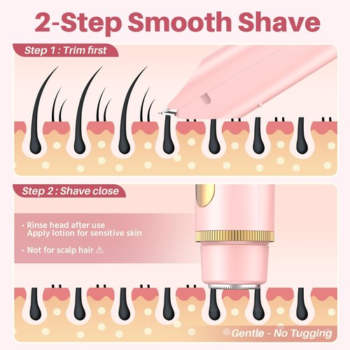 BUJIOLA 2025 Upgraded Bikini Trimmer for Women, Dual-Head Shaver with LCD Display, Ceramic-Blade Pubic Hair Trimmer, IPX7 Waterproof Wet & Dry Shower Shaver, Travel-Ready Gift Pouch (Light Pink)