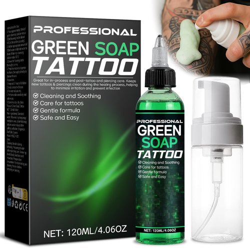 Vereclue Green Soap Tattoo (4OZ) - Concentrated Tattoo Soap with Foaming Bottle 120ml, Wash Cleaning Supplies for Tattoos Piercings, Clean Skin Equipment
