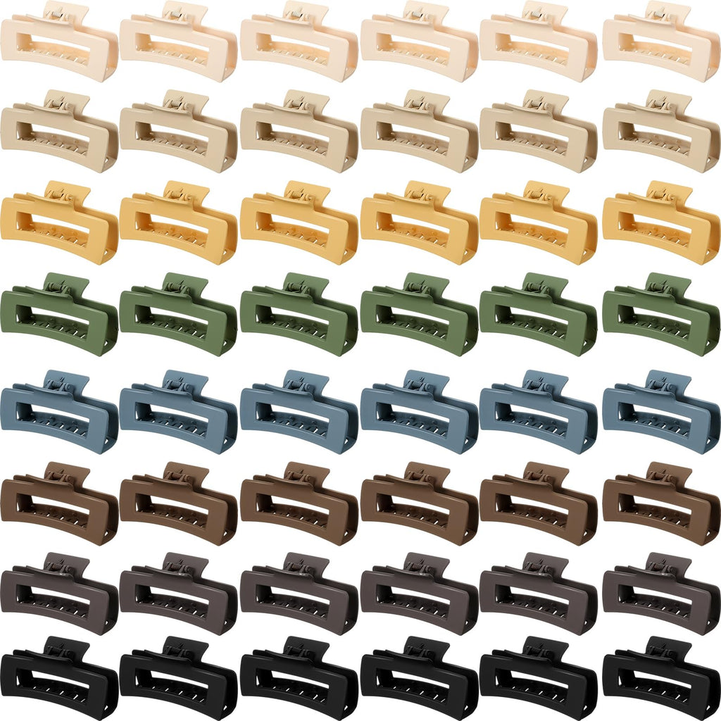 Yunlly 48 Pcs 4.1 Inch Claw Clips Bulk Large Rectangle Square Hair Claw Clips Nonslip Thick Long Hair Strong Hold Jaw for Women Girl Accessories(Multicolor)
