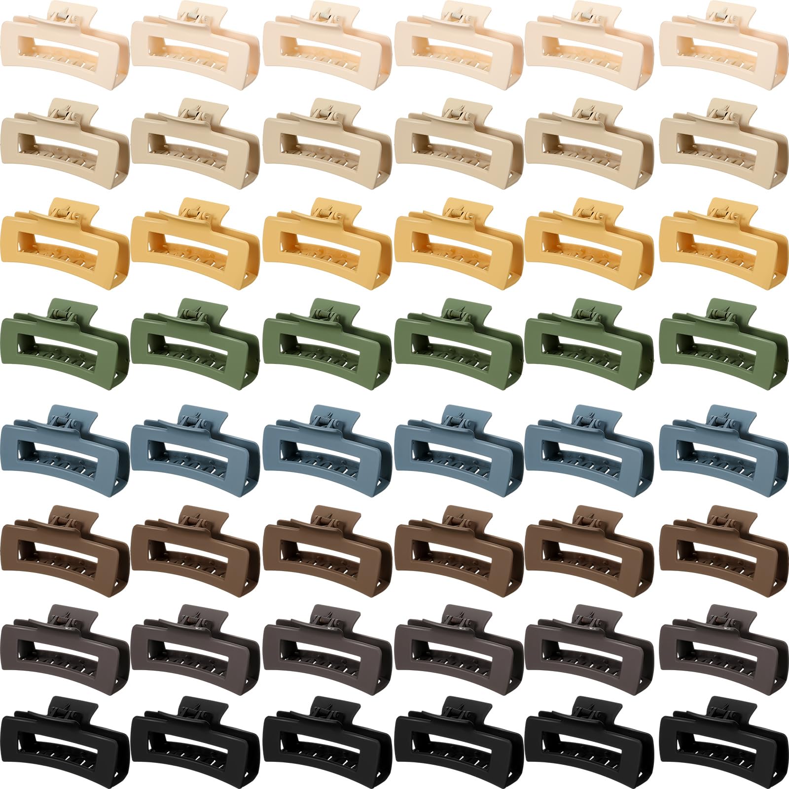 Yunlly 48 Pcs 4.1 Inch Claw Clips Bulk Large Rectangle Square Hair Claw Clips Nonslip Thick Long Hair Strong Hold Jaw for Women Girl Accessories(Multicolor)